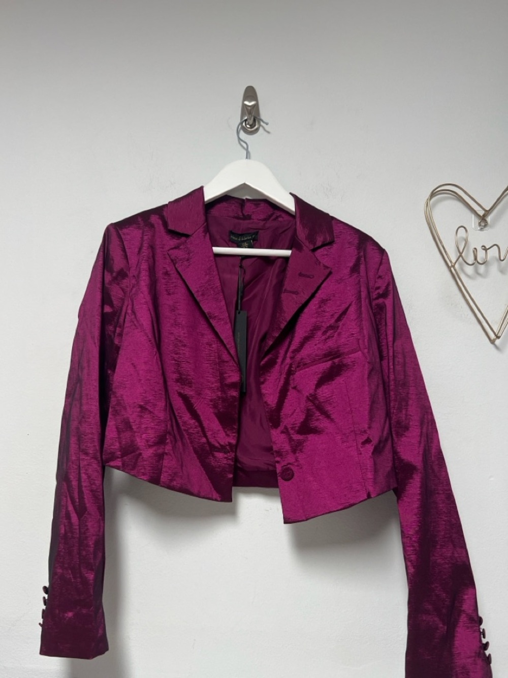 House of Harlow Silky Cropped Blazer Jacket Pink Magenta Comes w/Cami SZ Med NWT